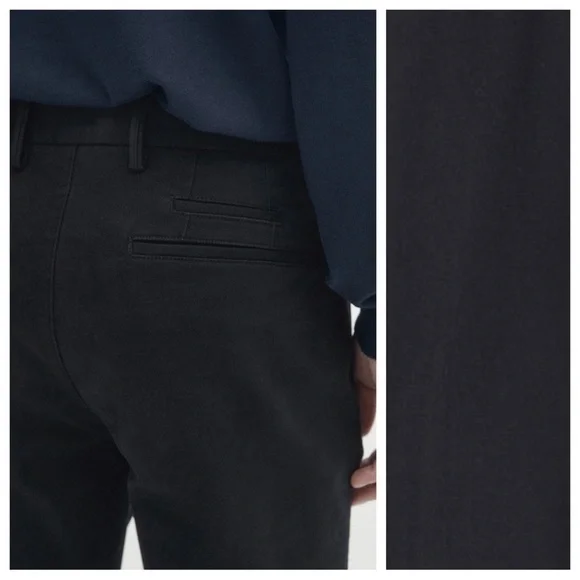 NWT. Massimo Dutti Black Cotton Blend Slim Fit Chino Trousers. Size 32.